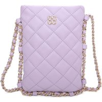Fontanella Fashion Women's Clover Quilted Diamond Patterned Mini PU Leather Vertical Crossbody Bag in Lilac