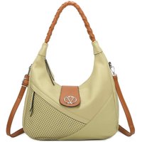 Fontanella Fashion Women's V Two-Tone PU Leather Hobo Shoulder Bag in Light Green