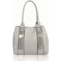 Fontanella Fashion Women's Daley PU Leather Dual Compartment Shoulder Tote Bag in Grey