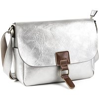 Fontanella Fashion Women's Allen Crossbody Satchel Bags With Real Leather Magnetic Fastening in Silver