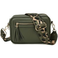 Fontanella Fashion Women's Tassel Zip Crossbody Bag with Canvas Strap in Olive