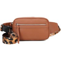Fontanella Fashion Women's Karo PU Leather Crossbody Sling Belt Bag with Zip Pocket in Brown