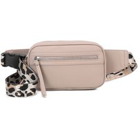 Fontanella Fashion Women's Karo PU Leather Crossbody Sling Belt Bag with Zip Pocket in Beige