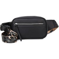 Fontanella Fashion Women's Karo PU Leather Crossbody Sling Belt Bag with Zip Pocket in Black