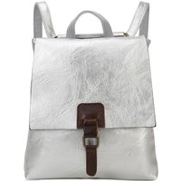 Fontanella Fashion Women's Allan Mini PU Leather Convertible Backpack Crossbody Bag with Real Leather Magnetic Fastening in Silver