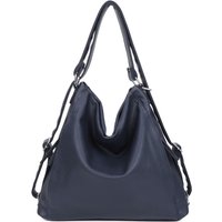 Fontanella Fashion Women's Wendi PU Leather Hobo Shoulder Bag Convertible Backpack in Navy