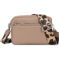 Fontanella Fashion Women's Suni Dual Compartments PU Leather Crossbody Bag with Removable Pouch in Beige