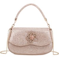 Fontanella Fashion Women's Geraldine Flower Emblem Crossbody Top-Handle Evening Bag in Rose Gold
