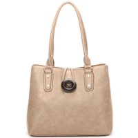 Fontanella Fashion Women's Elegance Button Design Dual Compartment PU Leather Shoulder Bag in Khaki