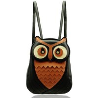 Fontanella Fashion Women's Fantasia Owl Cross-body Bag Backpack in Black