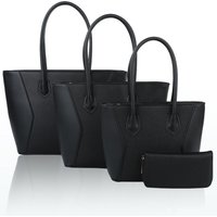 Fontanella Fashion Women's Squisita Elegant 4in1 PU Leather Handbag x Tote bag with Purse in Black