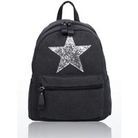 Fontanella Fashion Women's Sparkle Star Canvas Backpack x Rucksack in Black