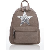 Fontanella Fashion Women's Sparkle Star Canvas Backpack x Rucksack in Khaki