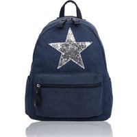 Fontanella Fashion Women's Sparkle Star Canvas Backpack x Rucksack in Navy