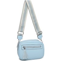 Fontanella Fashion Women's Urban Charm Tassel 2 Compartments Multi Pocket Crossbody Bag with two bag straps in Blue