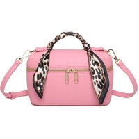 Leopard Accent PU Leather Crossbody Top Handle bag Leopard Scarf Bright