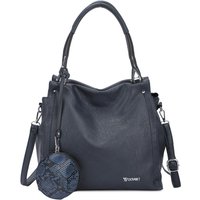 Fontanella Fashion Women's YY Coveri Textured Shoulder/Hobo Bag with Detachable Strap & Zippered Pouch in Dark Blue