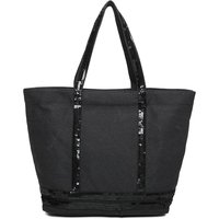 Fontanella Fashion Women's Sequin-Embellished Canvas Oversized Shoulder/Tote Bag in Black