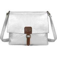 Fontanella Fashion Women's The Maven Crossbody Shoulder Bag With Real Leather Magnet Fastening in Silver