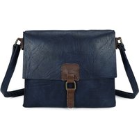 Fontanella Fashion Women's Sienna PU Leather Dual Compartment Crossbody Messenger Bag in Navy
