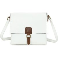 Fontanella Fashion Women's Sienna PU Leather Dual Compartment Crossbody Messenger Bag in White