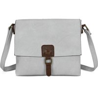 Fontanella Fashion Women's Sienna PU Leather Dual Compartment Crossbody Messenger Bag in Light Grey