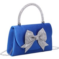 Fontanella Fashion Women's Regel Statment Diamante Bow Envelope Style Top-Handle Evening Bag in Bright Blue