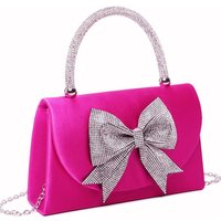 Fontanella Fashion Women's Regel Statment Diamante Bow Envelope Style Top-Handle Evening Bag in Rose