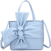 Ila Big Bow Ribbon PU Leather Top Handle Crossbody Tote Bag