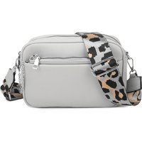Fontanella Fashion Women's Suni Dual Compartments PU Leather Crossbody Bag with Removable Pouch in Light Grey