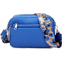 Fontanella Fashion Women's Suni Dual Compartments PU Leather Crossbody Bag with Removable Pouch in Bright Blue