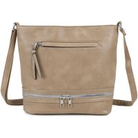 Fontanella Fashion Women's Ithnan Quadruple Zips PU Leather Crossbody Messenger Bag in Taupe