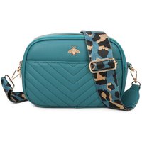 Fontanella Fashion Women's Bee Badge Quilted Double Zipper Compartment Tassel Crossbody Handbag in Turquoise