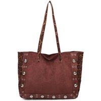 Fontanella Fashion Women's Leopard Patterned Luxe Soft Suede PU Leather Tote Bag Including A Crossbody Bag in Dark Brown