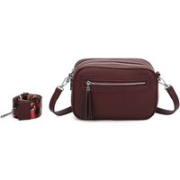 Fontanella Fashion Women's Urban Charm Tassel 2 Compartments Multi Pocket Crossbody Bag with two bag straps in Burgundy