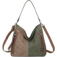 Fontanella Fashion Women's Solstice Suede PU Leather Multi-Color Shoulder Bag in Olive