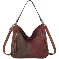 Fontanella Fashion Women's Solstice Suede PU Leather Multi-Color Shoulder Bag in Burgundy