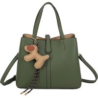 Fontanella Fashion Women's Bella PU Leather Triple Compartment HandBag With A Dog Charm in Emerald
