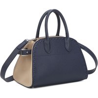 Fontanella Fashion Women's The Madison PU Leather Two Tone Colour Top Handle HandBag With Extra Removable Shoulder Strap in Navy