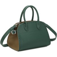 Fontanella Fashion Women's The Madison PU Leather Two Tone Colour Top Handle HandBag With Extra Removable Shoulder Strap in Emerald