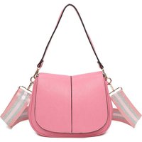 Fontanella Fashion Women's Kanga Flap Double Zipped Compartments Shoulder Crossbody Bag in Bright Pink