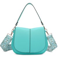 Fontanella Fashion Women's Kanga Flap Double Zipped Compartments Shoulder Crossbody Bag in Turquoise
