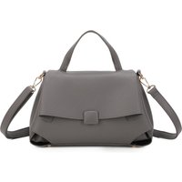 Fontanella Fashion Women's The Midtown Luxe Top Handle Bag With Extra Removable Shoulder Strap in Dark Grey