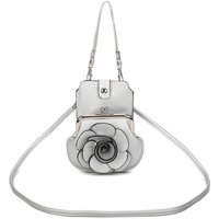 Fontanella Fashion Women's Rose Bloom Mini Crossbody Bag in Silver