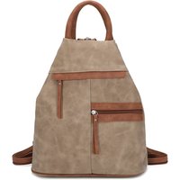 Fontanella Fashion Women's SleekWay Casual PU Leather Backpack in Taupe