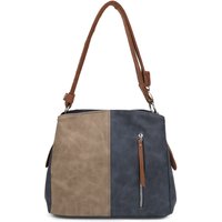 Fontanella Fashion Women's Velna Dual Compartment Strap Adjustable Suede Leather Hobo Bag in Navy
