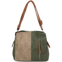 Fontanella Fashion Women's Velna Dual Compartment Strap Adjustable Suede Leather Hobo Bag in Olive