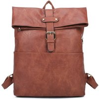 Fontanella Fashion Buckle Style Unisex PU Leather Backpack in Brown