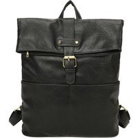 Fontanella Fashion Buckle Style Unisex PU Leather Backpack in Black