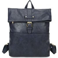 Fontanella Fashion Buckle Style Unisex PU Leather Backpack in Navy